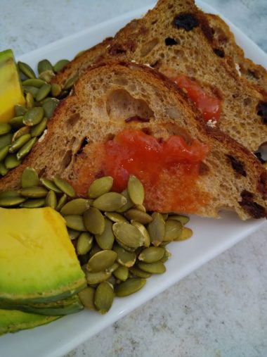 LunaGrown Guava Jam with whole grain toast