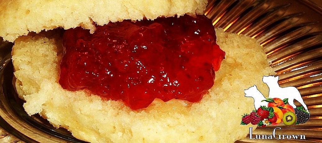 Buttermilk biscuits with strawberry jam