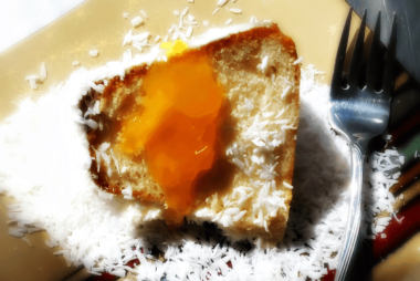 LunaGrown Mango Jam on Coconut Pound Cake