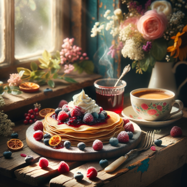 Razzelberry jam on crepes