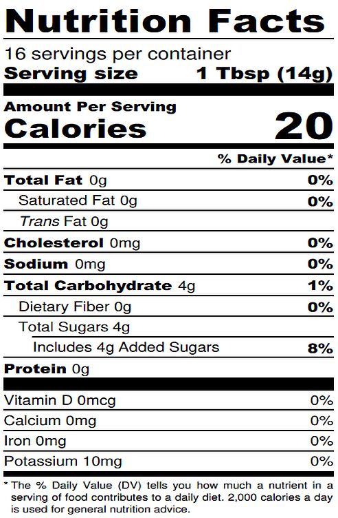 Rica Barreja Nutrition Label