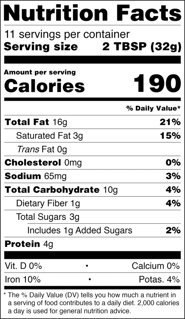 LunaGrown Cashew Butter Nutrition Cashew Butter Nutrition