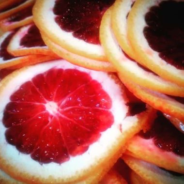 sliced blood oranges for marmalade