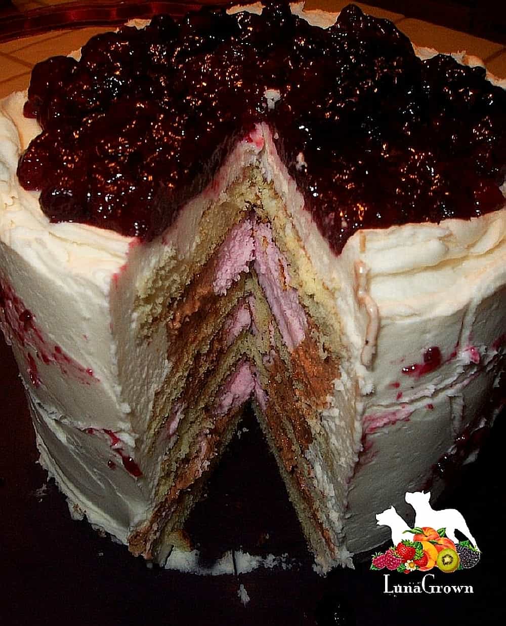 Ice Cream Cake with LunaGrown Blueberry Jam