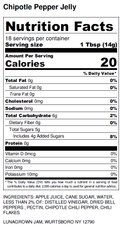 chipotle pepper jelly nutrition LunaGrown