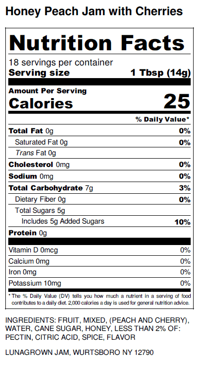 honey peach with cherry nutrition