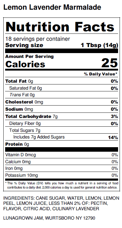 lemon lavender nutrition