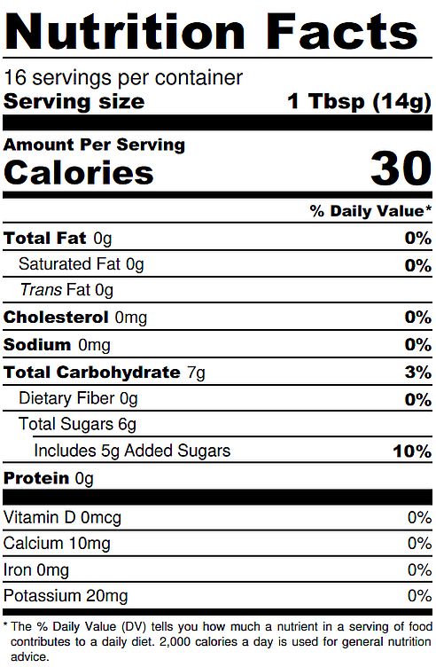 Spiced Fig Nutrition Label