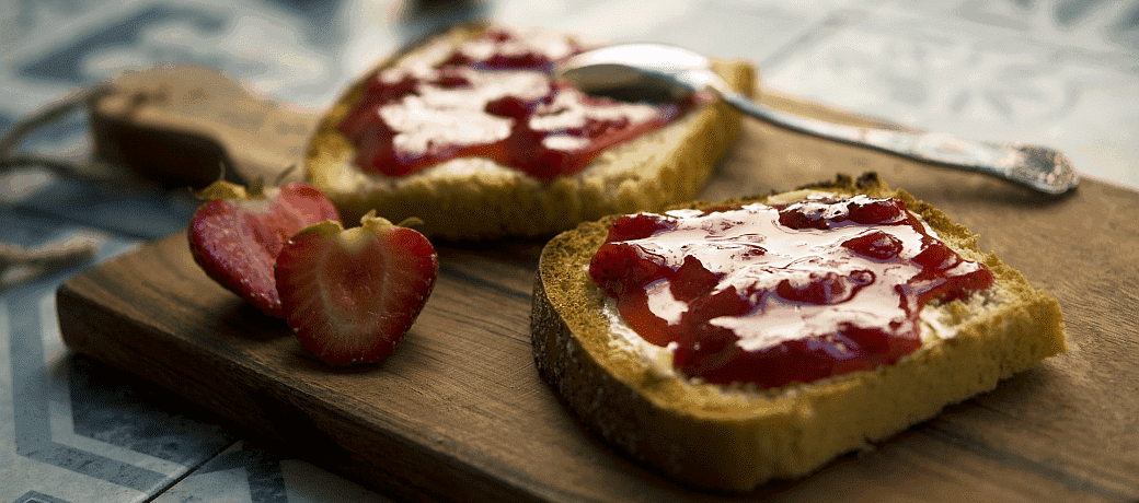 strawberry jam and toast